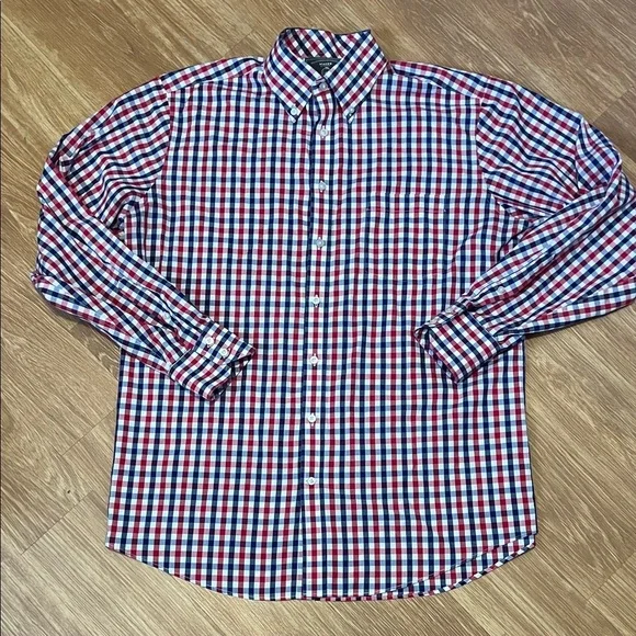 Maker & Company long sleeves Classic Red and Blue Plaid Men's Shirt large - Picture 1 of 4